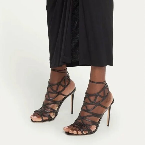 ALEXANDRE BIRMAN Black Leather Stiletto Caged Heel Sandal Shoe Size 7.5 - Picture 5 of 15